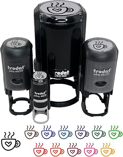 Taza de café caliente al vapor con corazón, sello de goma autoentintado, sello de tinta para sellar planificadores de manualidades, 34 pulgadas