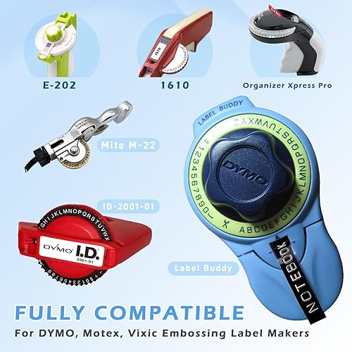 Miniatura 2 de UNOKA Cinta de etiquetas en relieve de repuesto para Dymo Embossing Label Maker Recambios de 38 pulgadas, para Dynamo Embosser Buddy Id 2001-01 Old