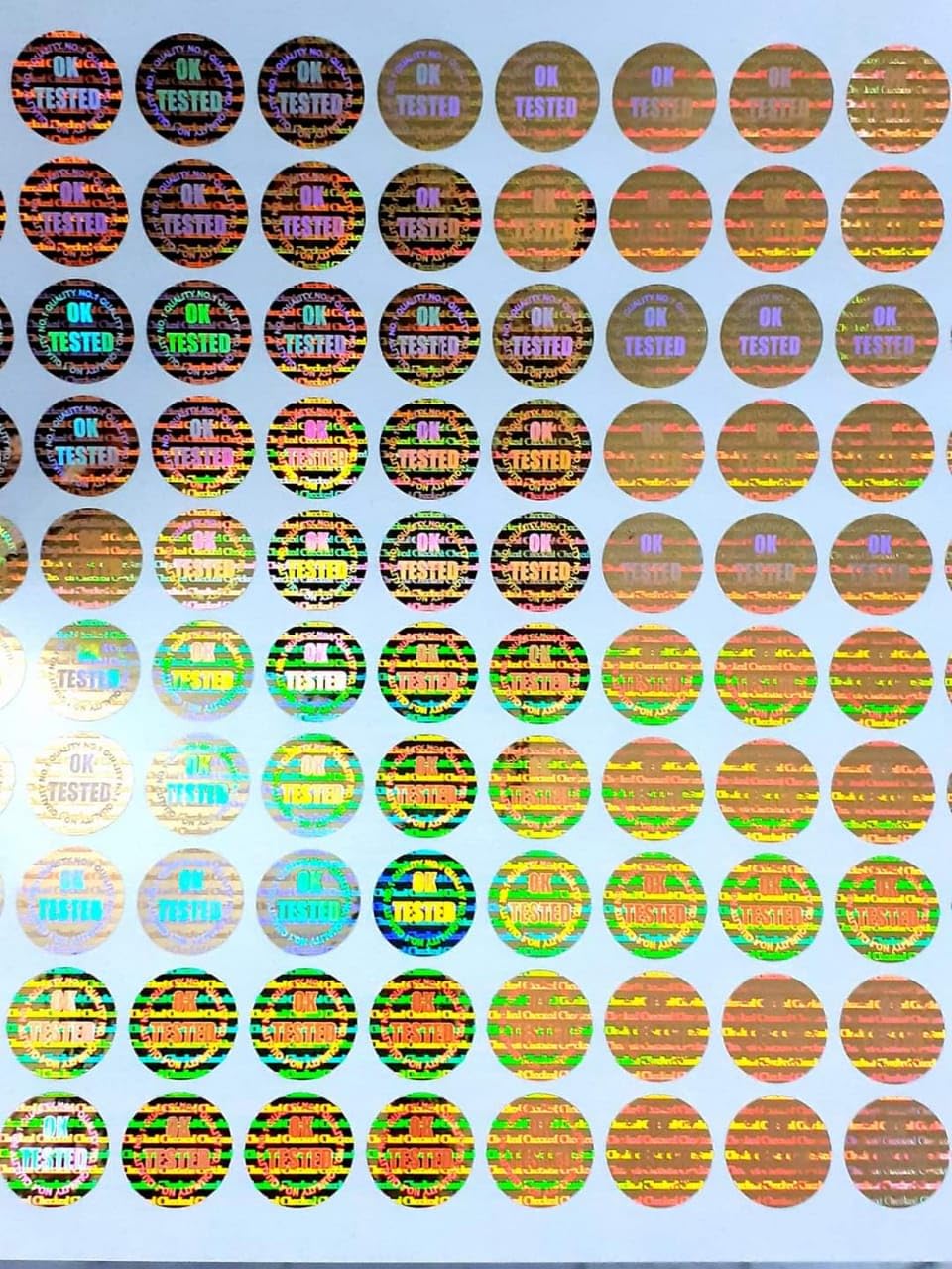 MK India 10000Pcs Hologram Sticker-OK Tested 3D, Golden,14mm Round.