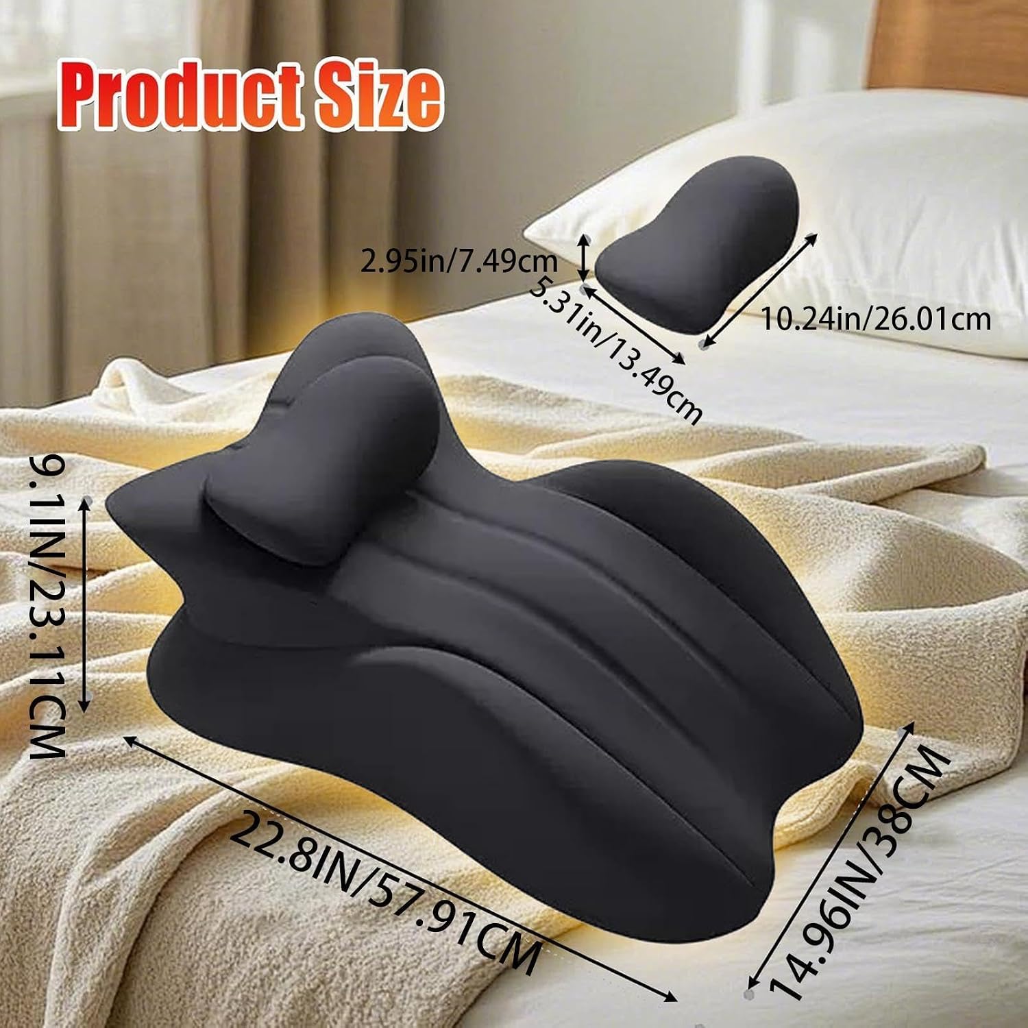 Ergonomic Memory Foam Cushion, Intimacy Pillows for Couples, 22.8x14.9 Inches 27-Degree Incline Intimate Pillow with Removable Washable Cover, Orthopedic Wedge Cushion, High Density Body Support Pad