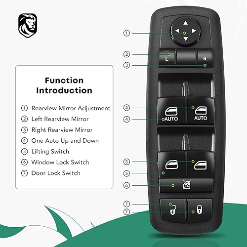 Miniatura 8 de YHTAUTO Master - Interruptor de ventana eléctrica lateral del conductor para Dodge Ram 1500, Journey, Grand Caravan, Jeep Liberty, Chrysler Town &