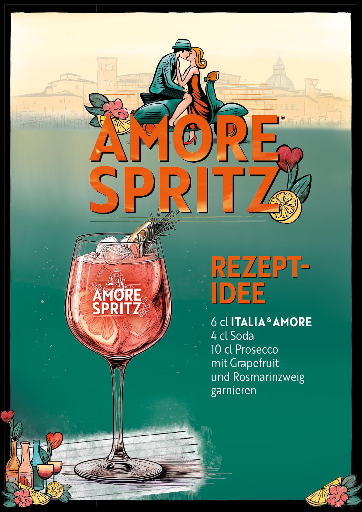 6er-Set Italia & Amore Aperitivo Likör | Der Premium Aperitif aus 100% Natürlichen Zutaten | Handcrafted Genuss für Amore Spritz & mehr | 6 x 700ml | 15% Vol.