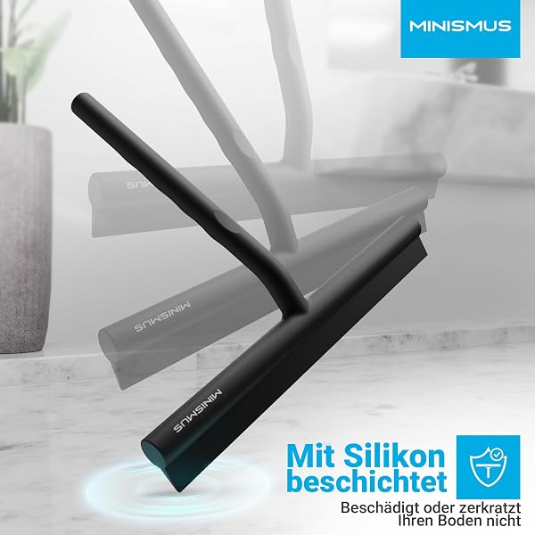 Minismus Window Squeegee with Hanger - Professional Shower Squeegee - Shower Squeegee - Streak-Free - High-Quality Silicone - Non-Slip (Black, 21 cm) - 4