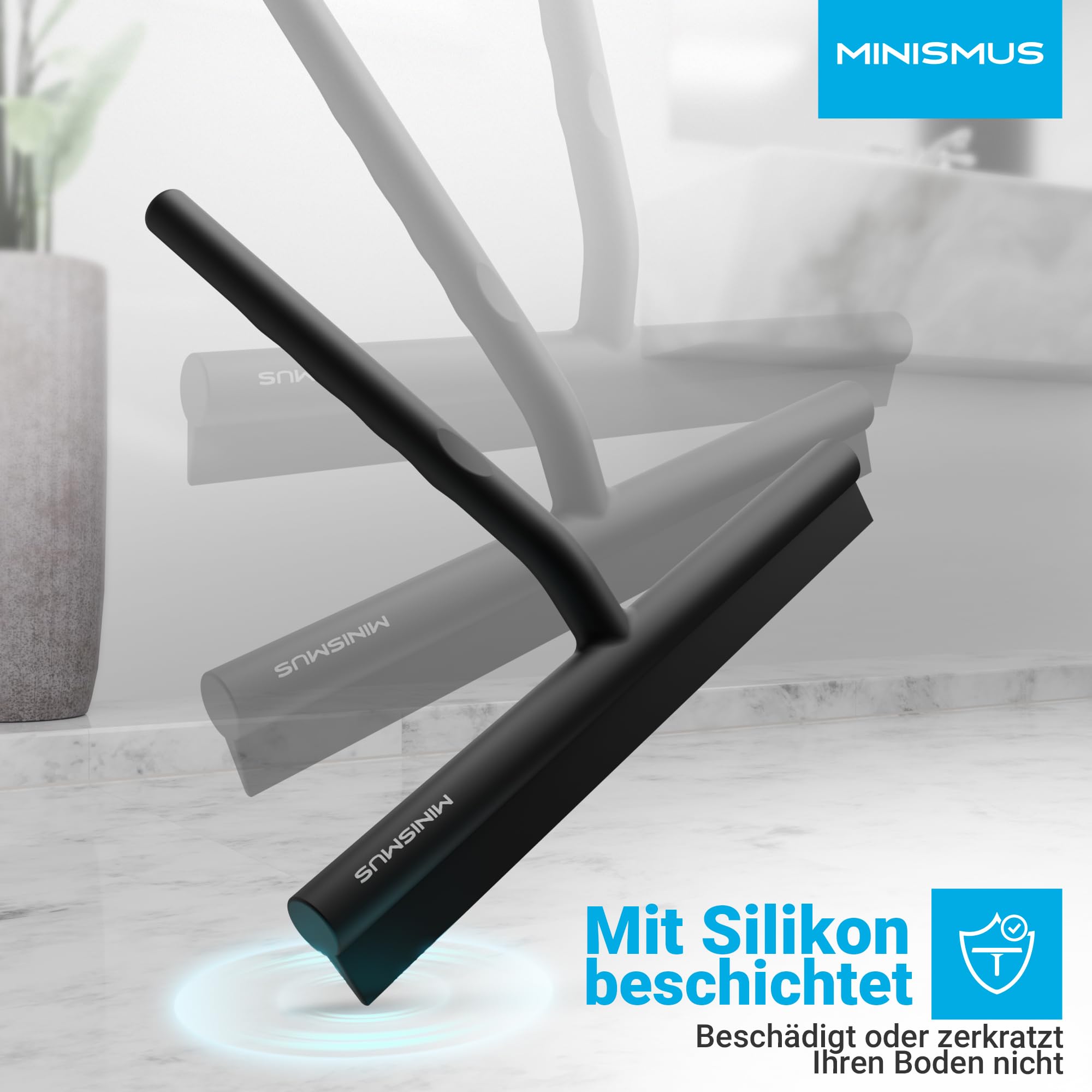 Minismus Window Squeegee with Hanger - Professional Shower Squeegee - Shower Squeegee - Streak-Free - High-Quality Silicone - Non-Slip (Black, 21 cm) - 5
