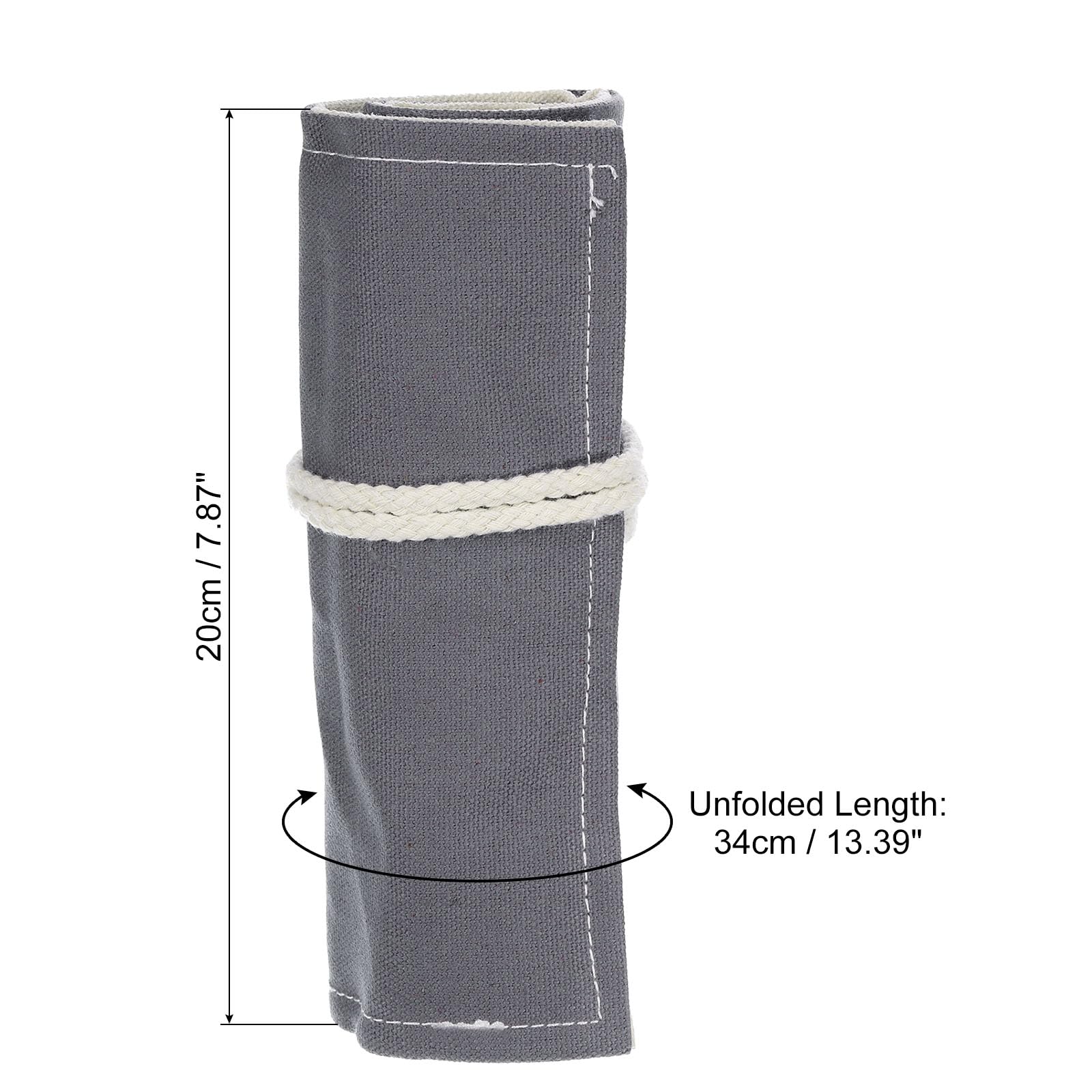 PATIKIL Handmade 24 Slots Roll Up Pencil Case, Canvas Pencil Wrap Pouch Pen Holder Organizer for Artist Drawing Coloring Sketching Gray - Image 2