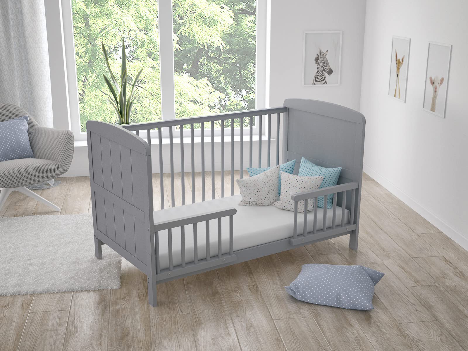 Love For Sleep Lettino Neonato, per neonati 140x70 cm in legno di pino – lettino trasformabile in divano con barriera di sicurezza per bambini di età compresa tra 0-6 anni