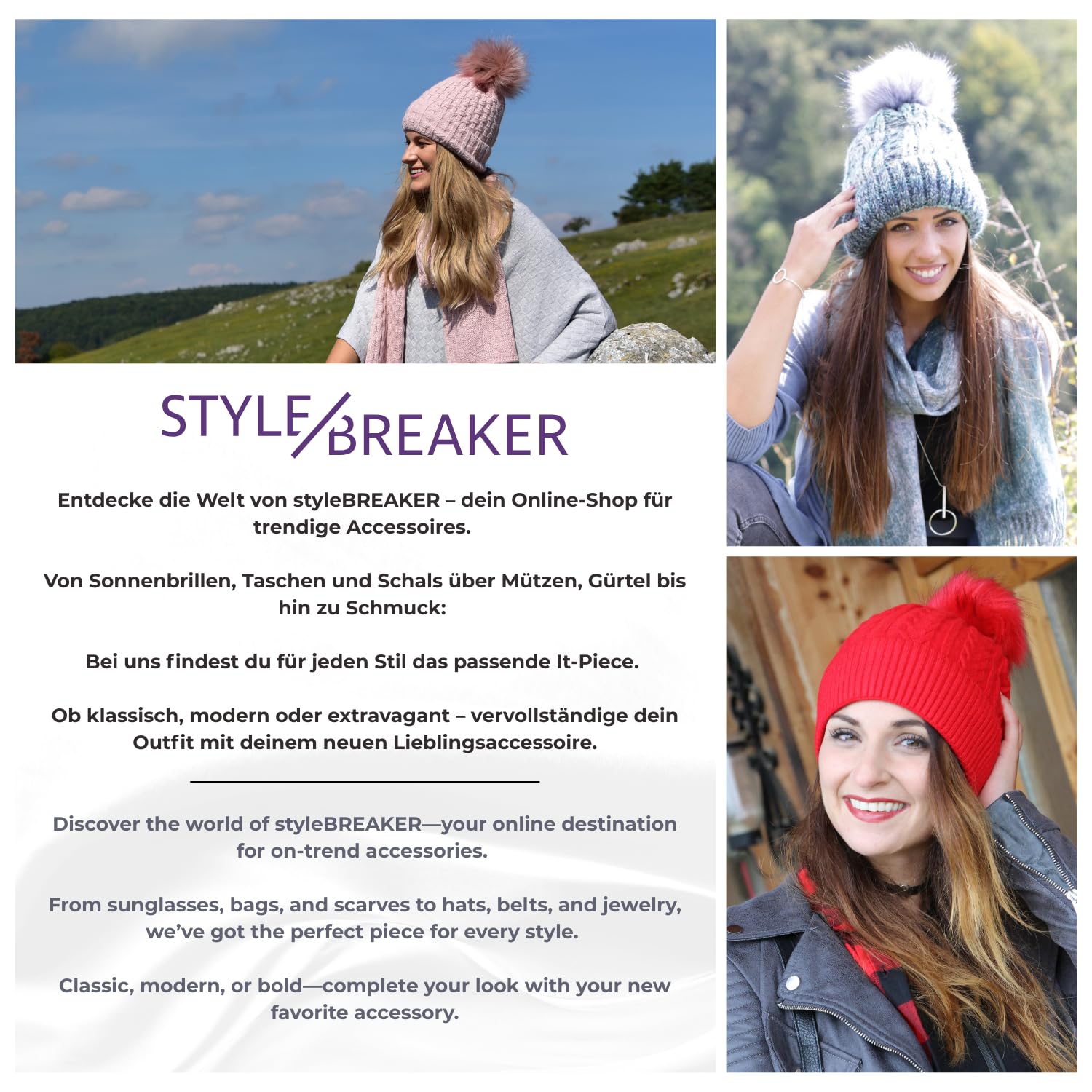 styleBREAKER Gorro de Punto para niños con 2 Pompones de Piel sintética y Forro Polar, Gorro de Invierno, Gorro de Punto, 2-5 años 04024203
