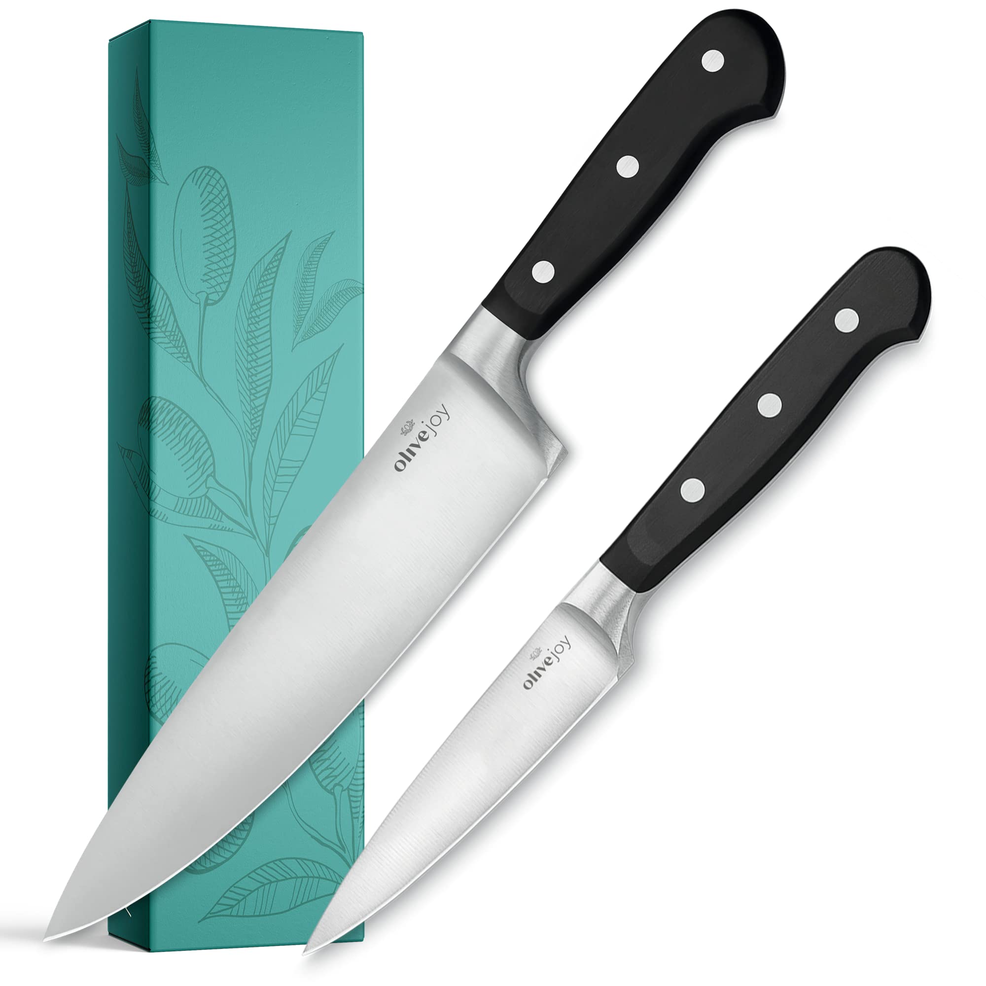 Photo 1 of Olive Joy Knife Set, Includes 8 Inch Kitchen Knife, 3.5 Inch Paring Knife, Professional Knives with Sheath in Gift Box, Great for Chopping, Cutting and Slicing Meat, Vegetables