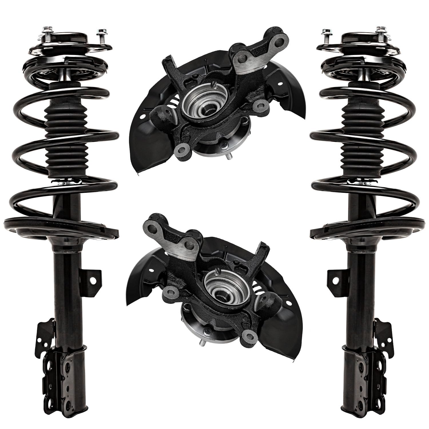 Detroit Axle - FWD Front Steering Knuckles &amp; Wheel Hub Bearings + Struts