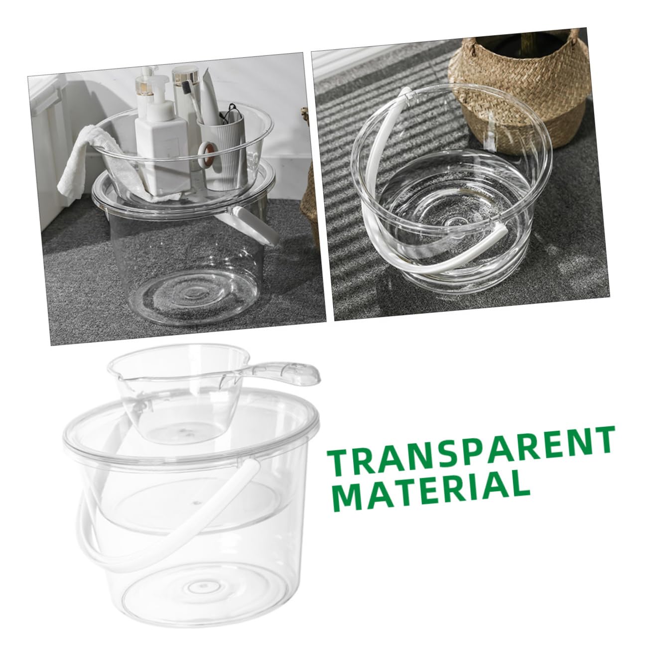 1satz Transparenter Eimer Mit Griff Wasserbehälter Mit Großer Kapazität Inkl Schaufel Und Praktischen Einsatzmöglichkeiten Für Haushalt Und Camping