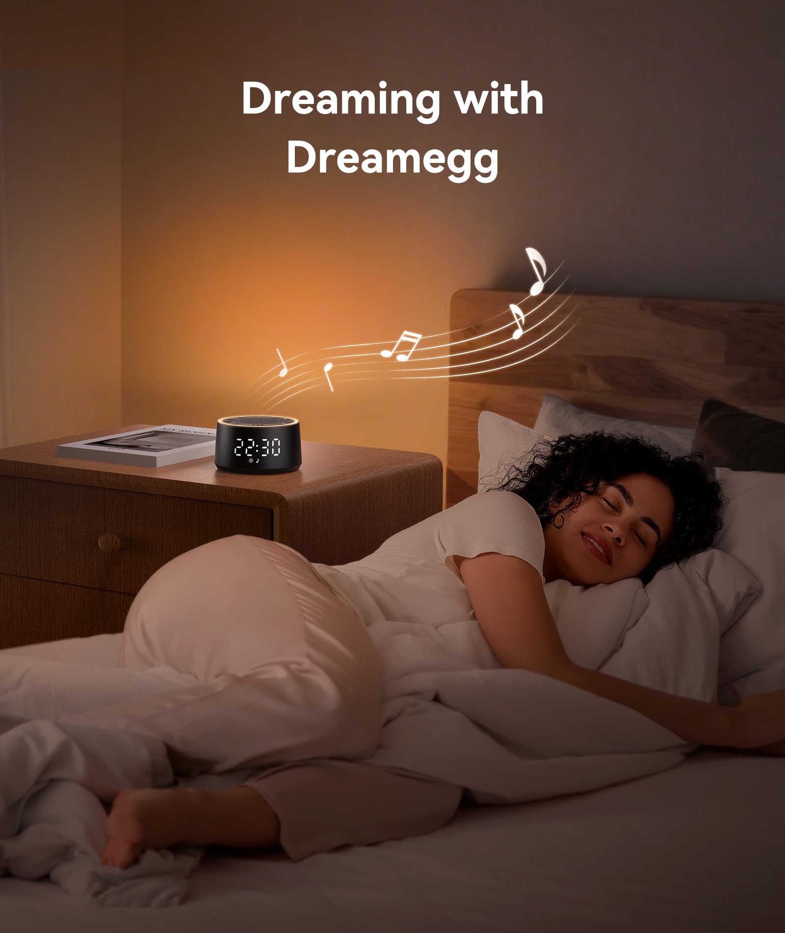 Dreamegg White Noise Machine – Soundmaschine Baby, 25 beruhigende Geräusche, 10 Farben, Nachtlicht, dimmbares Display, Schlaf-Timer, Memory-Funktion für Erwachsene und Babys, ideales