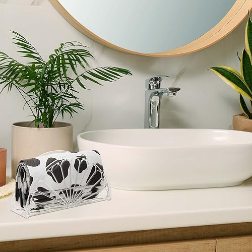 Miniatura 6 de Suclain 24 servilleteros de plástico con diseño de abanico de pañuelos, organizador independiente con forma de soporte de papel para cocina,