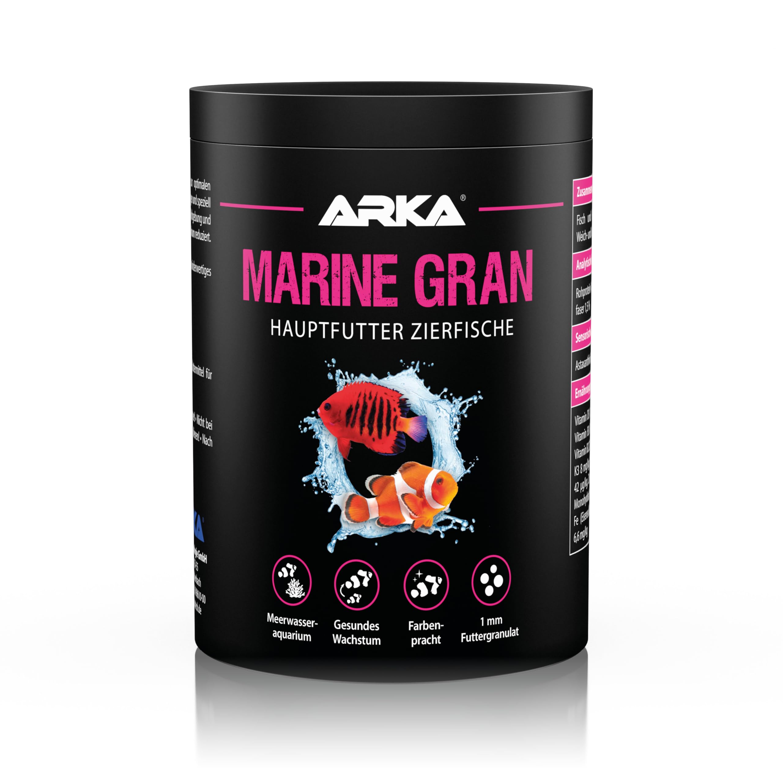Meerwasserfische Granulat 1000 ml / 550 g – kaltgepresstes Soft-Granulat als Hauptfutter – für Farbenpracht, Wachstum & Vitalität – ARKA Marine Gran