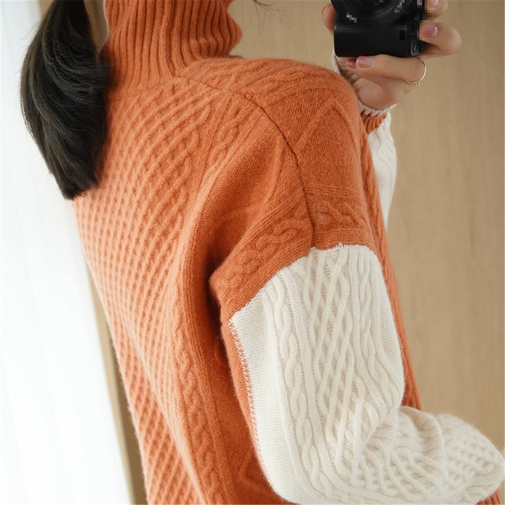 Maglione delle donne di lana che cuce colore Comfort Moda Slim maglia Pullover Jumper