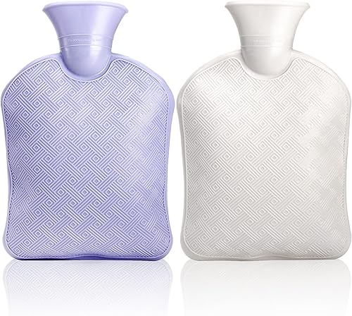 Miniatura 3 de Peohud Paquete de 2 bolsas de agua caliente de goma con tapa, botella de agua caliente de 2 litros para calambres menstruales, alivio del dolor de