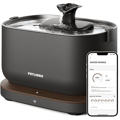 PETLIBRO Fuente para Gatos Con Monitoreo de Aplicación, Dockstream Bebedero 2,5L, Estadísticas Inteligentes de Agua Potable, Ultra Silenciosa, Multifiltración, Wi-Fi de 2,4 GHz - Negro - Fuente 2.5L