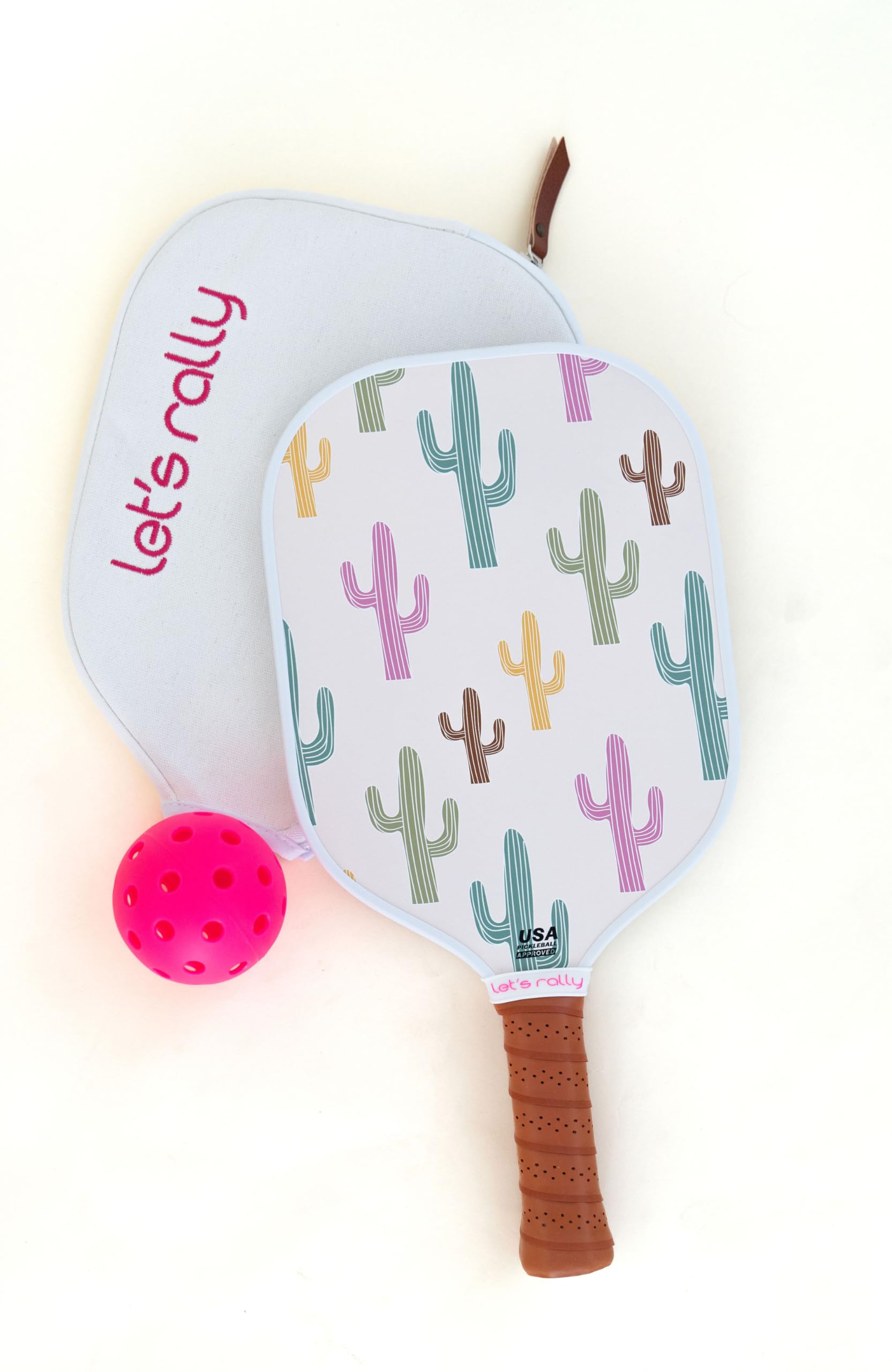 Let's Rally USAPA Approved Fiberglass Pickleball Paddle – Cute Pickleball Paddle for Women, Indoor & Outdoor Pickleball Rackets (Desert Oasis)