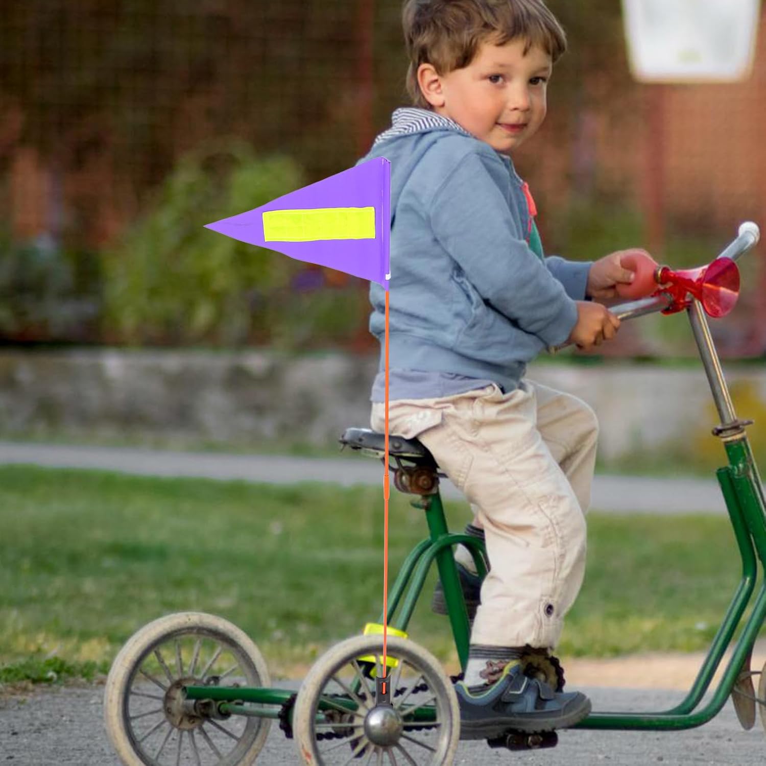 Luxshiny Bicycle Safety Flag with Solid Fiberglass Pole Adjustable Height Reflective Bike Tail Flag for Boys and High Visibility for Outdoor Cycling