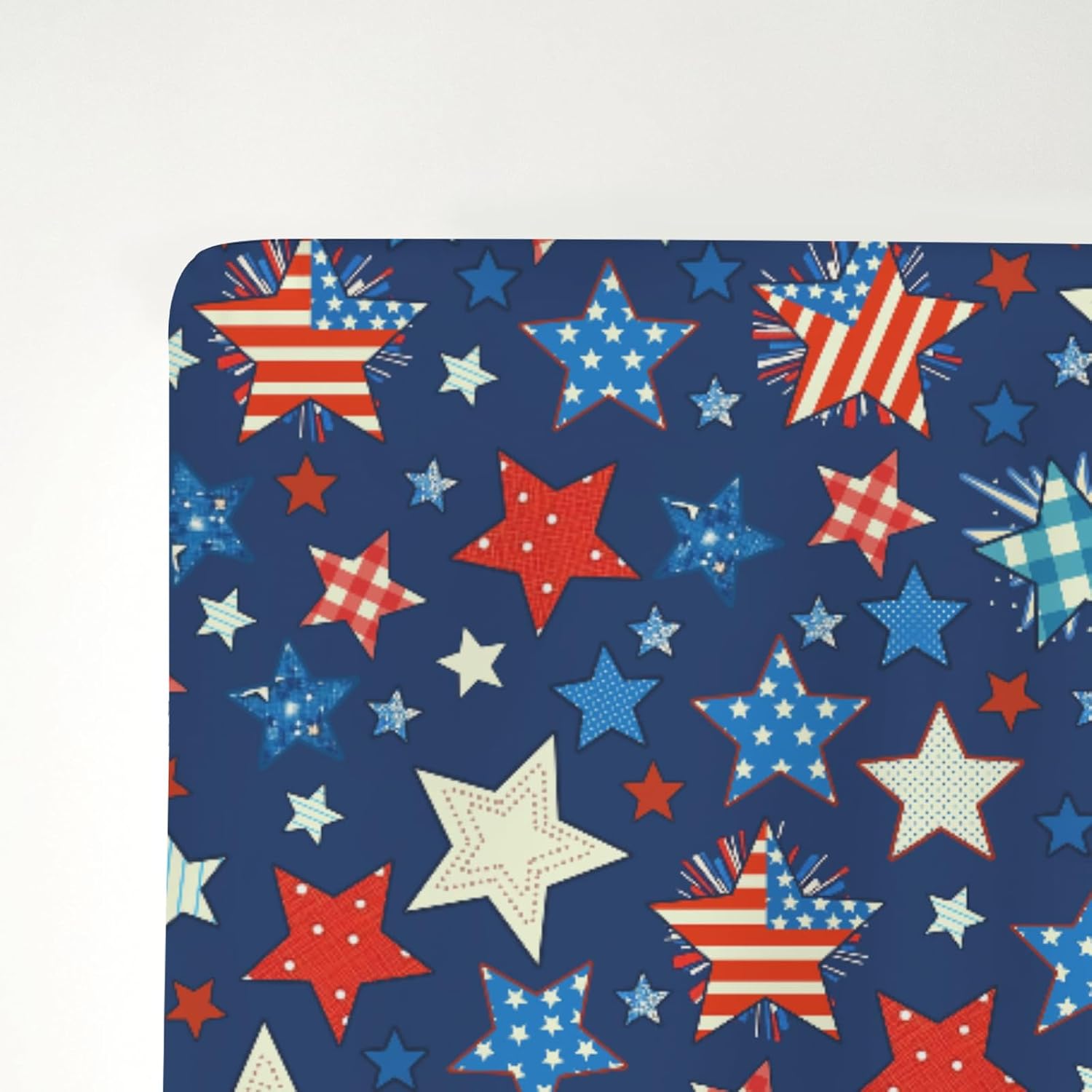 American Flag Stars Baby Crib Sheets for Boy Girl 52x28Inch Patriotic Stars Stripes Soft Snug Fitted Crib Mattress Cover 4th July Independence Day Baby Sheet for Standard Crib & Toddler Mattress Pad