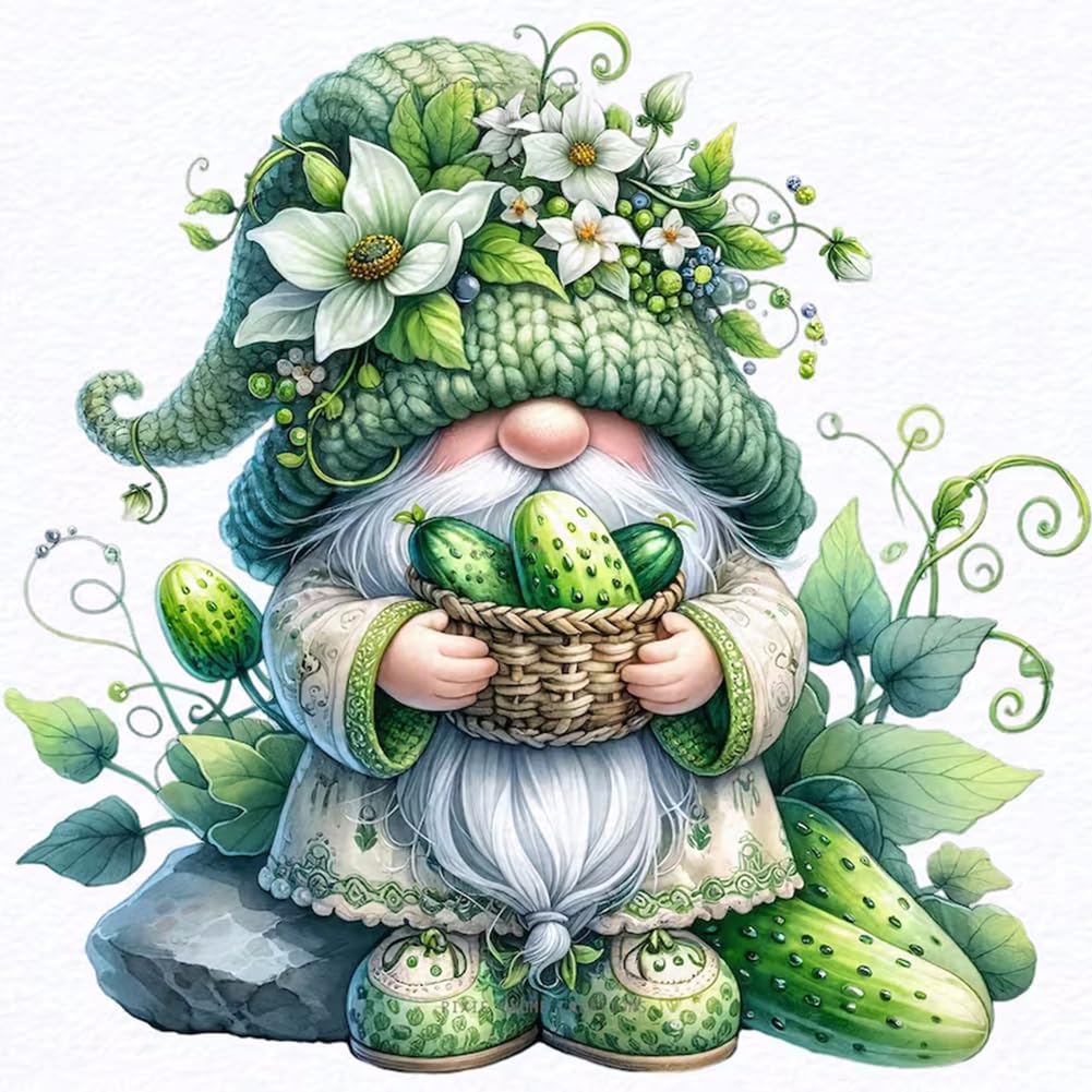 Fiorky Gnome Diamond Painting Kits for Adults, DIY Full Drill Round Diamond Painting Gnome Kit Diamond Painting Craft for Home Decor Gifts 30x30cm