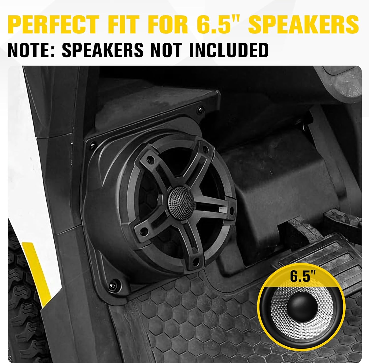 6.5" Under Dash Kick Speaker Pods Brackets for EZGO RXV Valor 2025 Accessories, Golf Cart Front Kick Panel Loudspeaker Mount Support, Premium ABS Speaker Enclosures Pods for E-Z-GO Valor