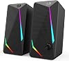 Parlantes de escritorio con cable RGB Redragon GS510, sonido estéreo de 2.0 canales, negro | 4 modos de retroiluminación LED de colores, graves mejorados, control de volumen de fácil acceso, parlante gamer USB plug & play para PC 1