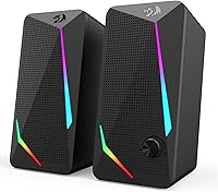 Redragon GS510 RGB PC Speakers: 2.0 Channel Stereo with Enhanced Bass, 4 LED Backlight Modes, USB Powered Volume Knob