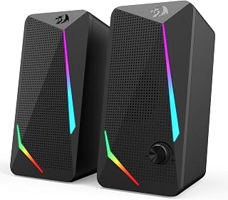 Redragon GS510 RGB PC Speakers: 2.0 Channel Stereo with Enhanced Bass, 4 LED Backlight Modes, USB Powered Volume Knob