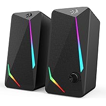 Redragon GS510 RGB Desktop Speakers, 2.0 Channel PC Computer Speaker with 4 Colorful LED Backlight Modes, Enhanced Bass and Easy-Access Volume Control, USB Powered w/ 3.5mm Cable