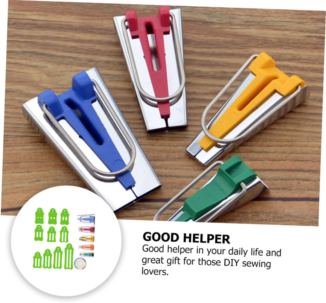 Uonlytech 1Set Bias Tape Makers Tool Kit Sewing and Quilting Supplies for Binding Fabric Strips Includes Green Tape Maker and Hemming Tool for DIY Sewing Lovers
