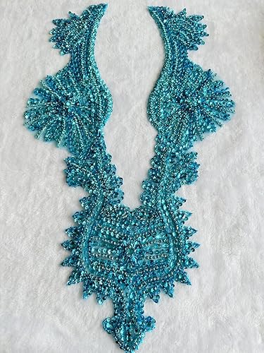 Vista 52 de Apliques hechos a mano de cristal sobre encaje, cuentas de diamantes de imitación para coser, parches de lentejuelas, accesorios de decoración