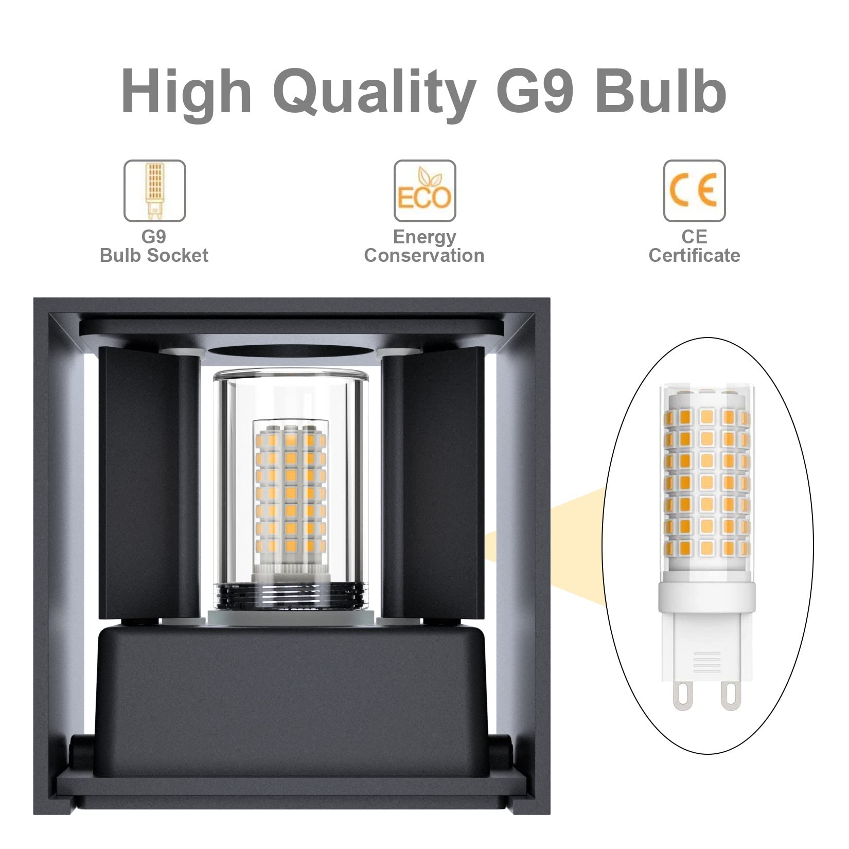 Klighten 2 Stücke Aluminium LED Wandleuchte Aussenlampe mit G9 LED Warmweiß 3000K Einstellbar Abstrahlwinkel Anthrazit