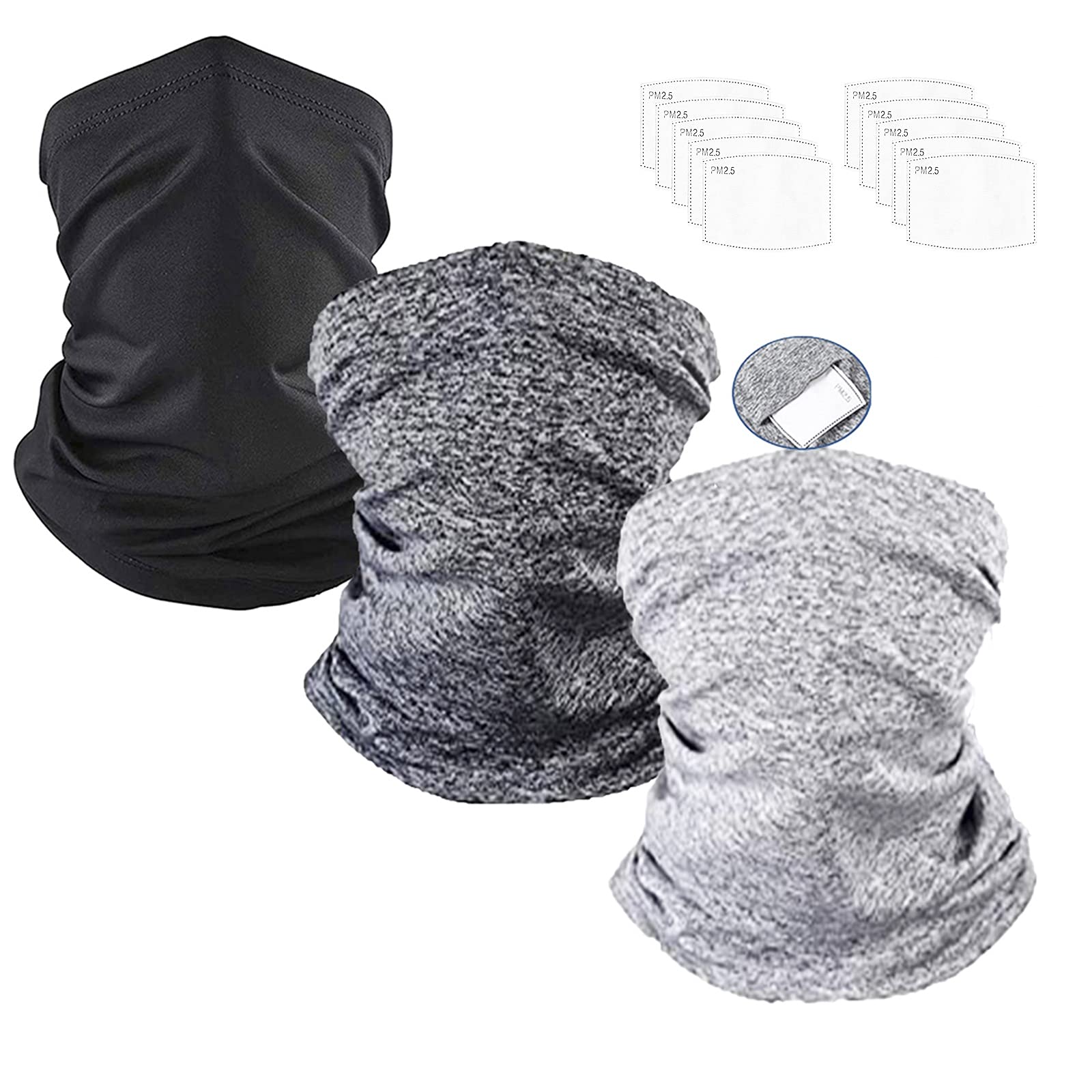 UniqGarbMulti-purpose Neck Gaiter Bandanas Scarf with Activated Carbon Filter Reusable Dustproof Outdoors Men Women Kid