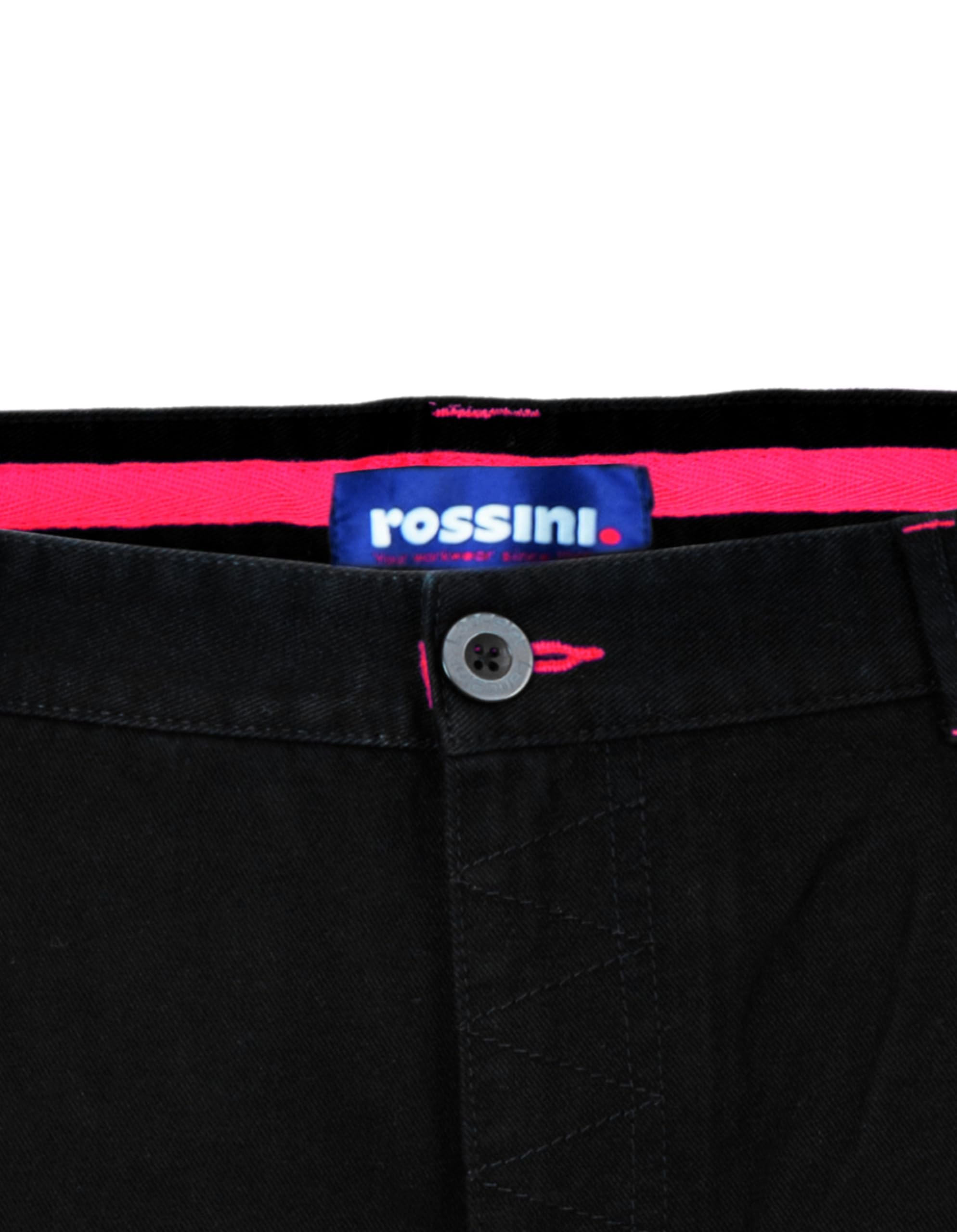 Rossini A85020 – Pantalones de trabajo, 100% algodón sarga, cintura elástica, cierre con cremallera y botón