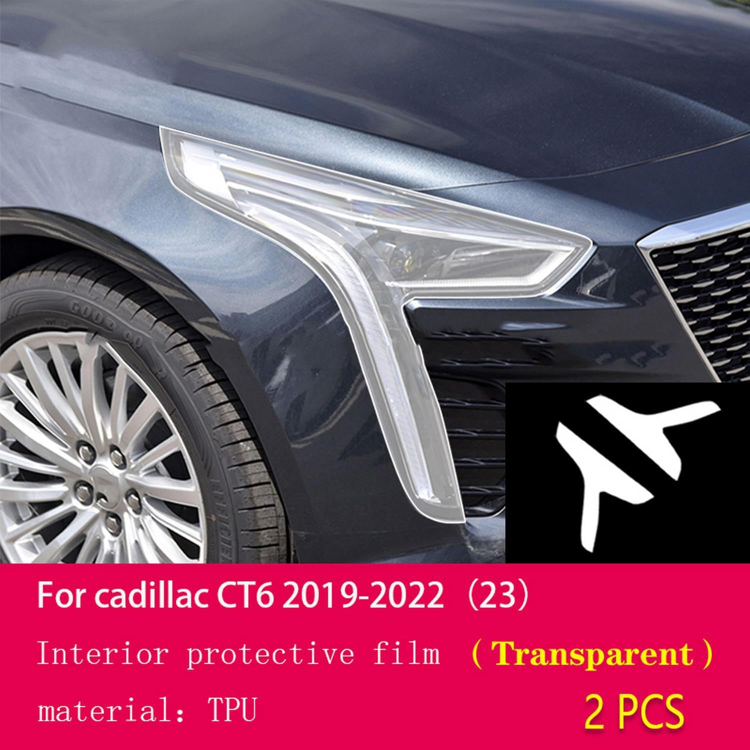 JCAKES Car Exterior Headlight Anti-Scratch TPU PPF Protective Film Anti-Scratch Repair Film Accessories refit，for Cadillac CT6 2019-2023