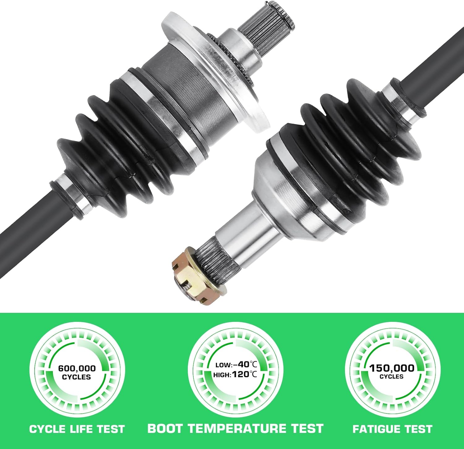 Youxmoto Front CV Axle Fit for Arctic CAT 4x4 400 450 500 650 700 2006 2007 2008, 2009-2014, 4340 Chromoly Steel Drive Half Shaft, for 0502-812 1502-344 0502-813 1502-345 (2*Front Left/Right Axles)