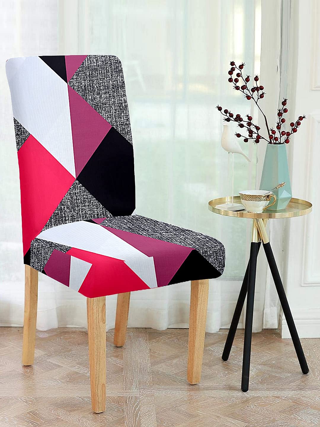 Cortina Dining Chair Slipcover | Anti Slip Chair Cover | Geometric Print, Removable, Easy Wash | Universal Fit Super Soft Stretchy Polyester Spandex | Living Room, Kitchen, Hall | Pack of 4, Multi 14-image-8