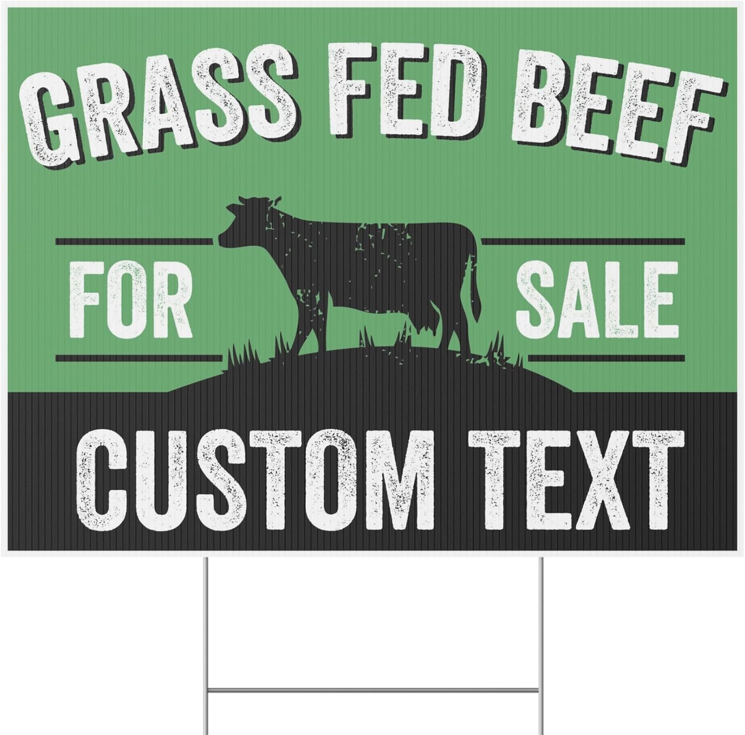 Grass Fed Beef For Sale, Custom, Personalized 18 x 24-inch Yard Sign (Outdoor, Weatherproof Corrugated Plastic) Metal Stake Included