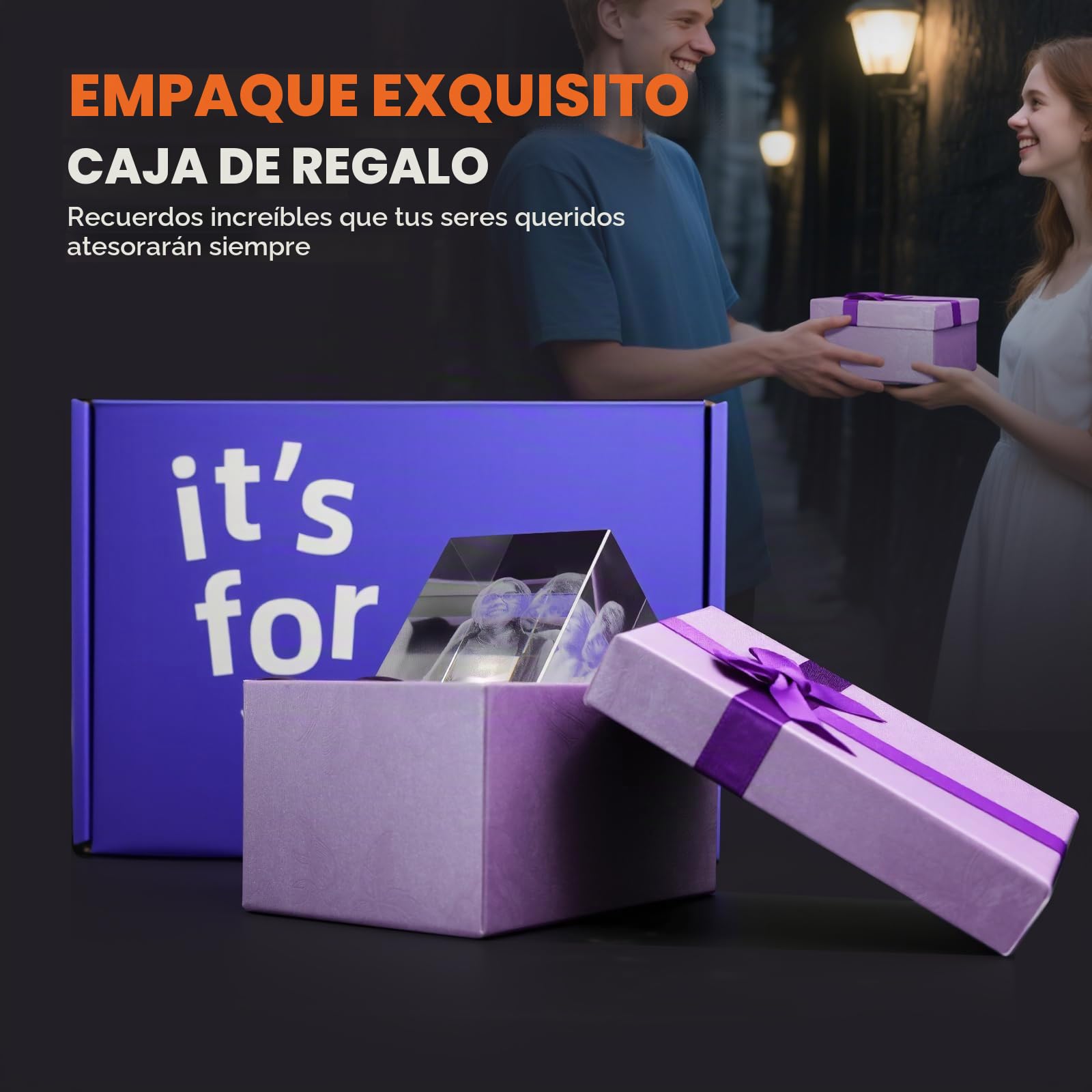 Foto de Cristal 3D Personalizada con Marco, Cristal Grabado con Foto Personalizado, 3D Crystal Photo Regalo Para Mamá, Papá, Cumpleaños, Regalo Boda, Memorial, Día de la Madre, San Valentín, Navidad