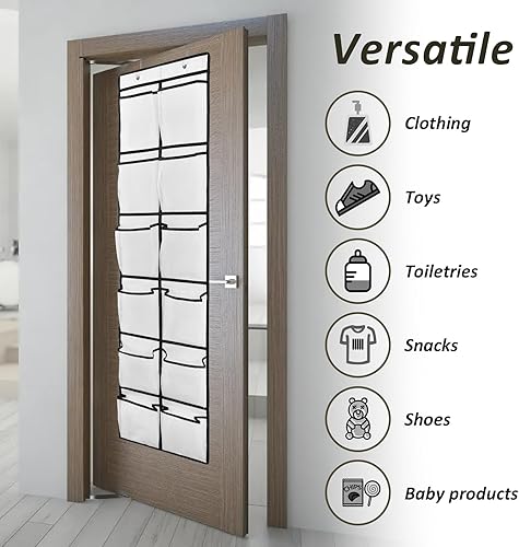 Miniatura 7 de Organizador de zapatos colgante para colgar en la puerta con 12 bolsillos grandes, paquete de 2 unidades