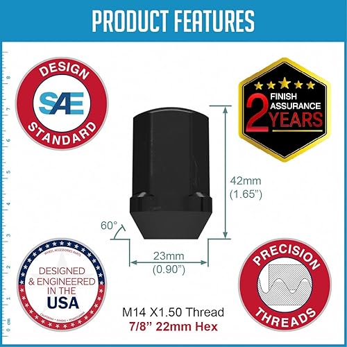 Vista 67 de Wheel Accessories Parts 20 piezas M14x1.5 14x1.5 Rosca corta camión corto 1.50 pulgadas de largo Tuercas estriadas cromadas 6 ranuras hexagonales