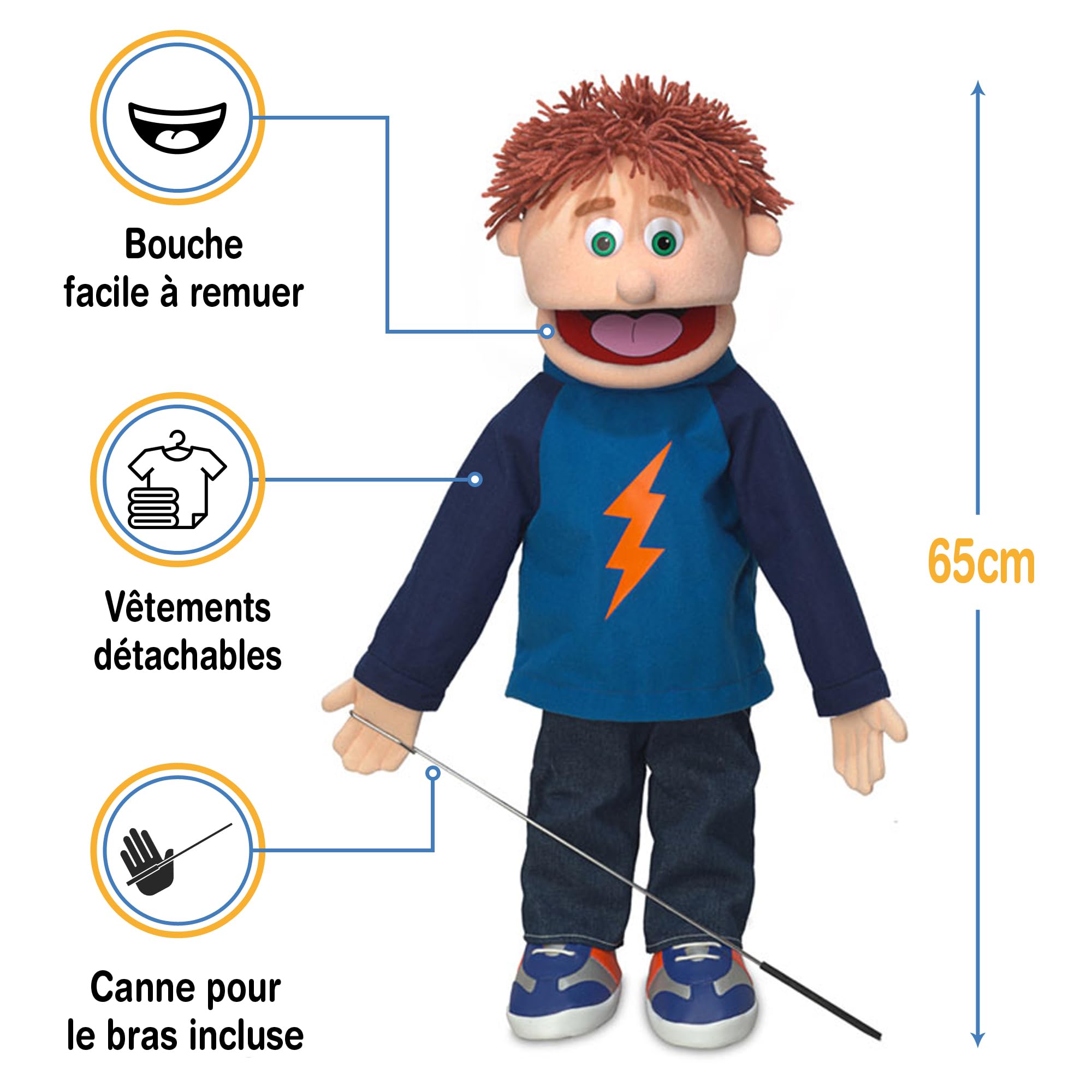 Tommy, Peach Boy, marionnette de style ventriloque, 65 cm
