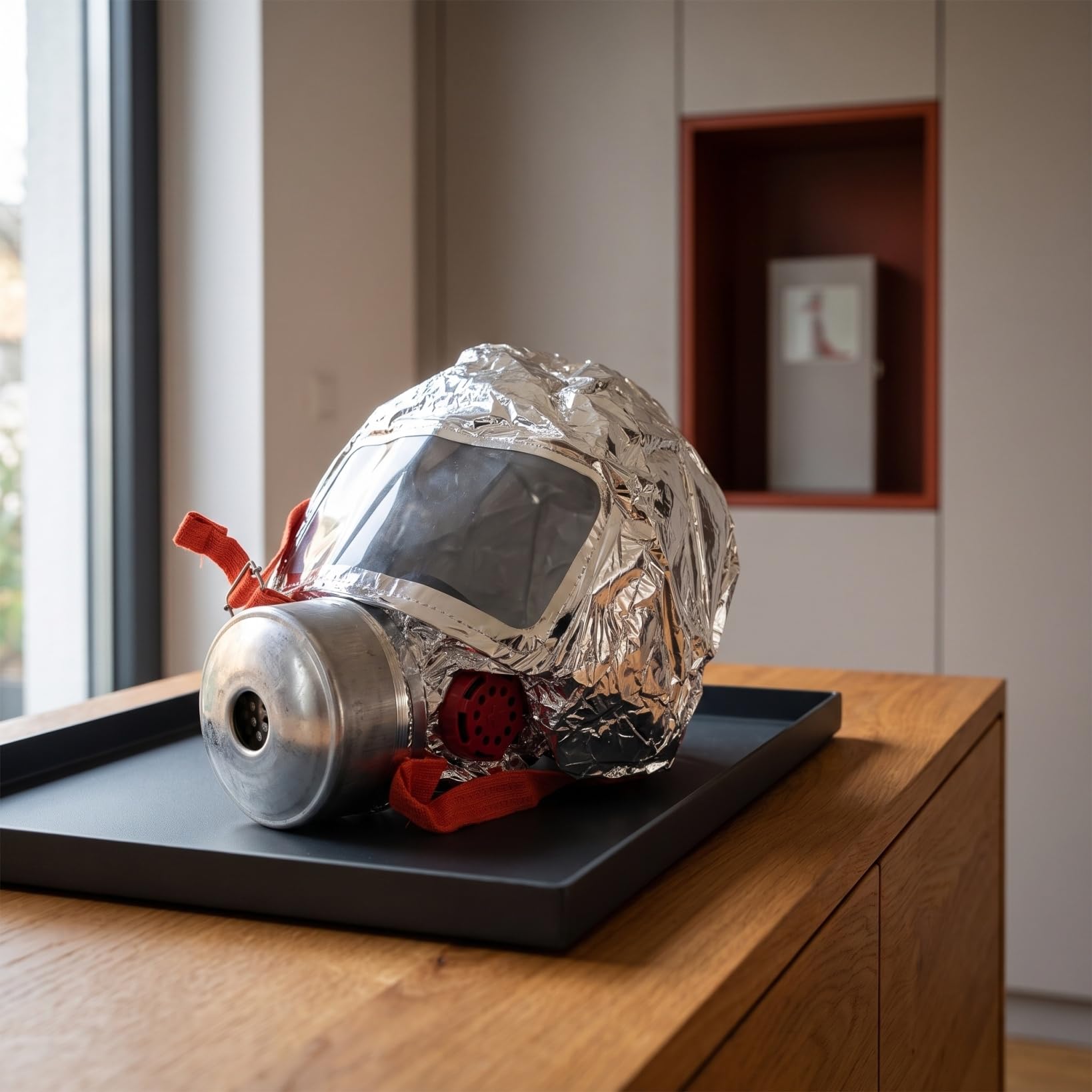 Lurrose Notfall-Feuerfluchtmaske, Rauchschutzhaube mit Hochleistungsfilter, hitzebeständige Kopfbedeckung für die Brandschutz-Evakuierung in Haus, Hotel und Büro