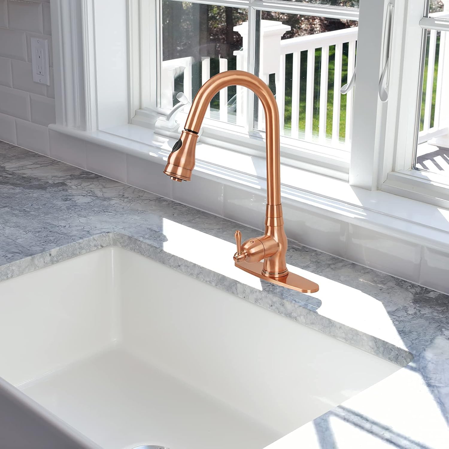 Akicon Copper Deck Plate Overall Length 10" Commercial Kitchen Sink Faucet Hole Cover Deck Plate Escutcheon
