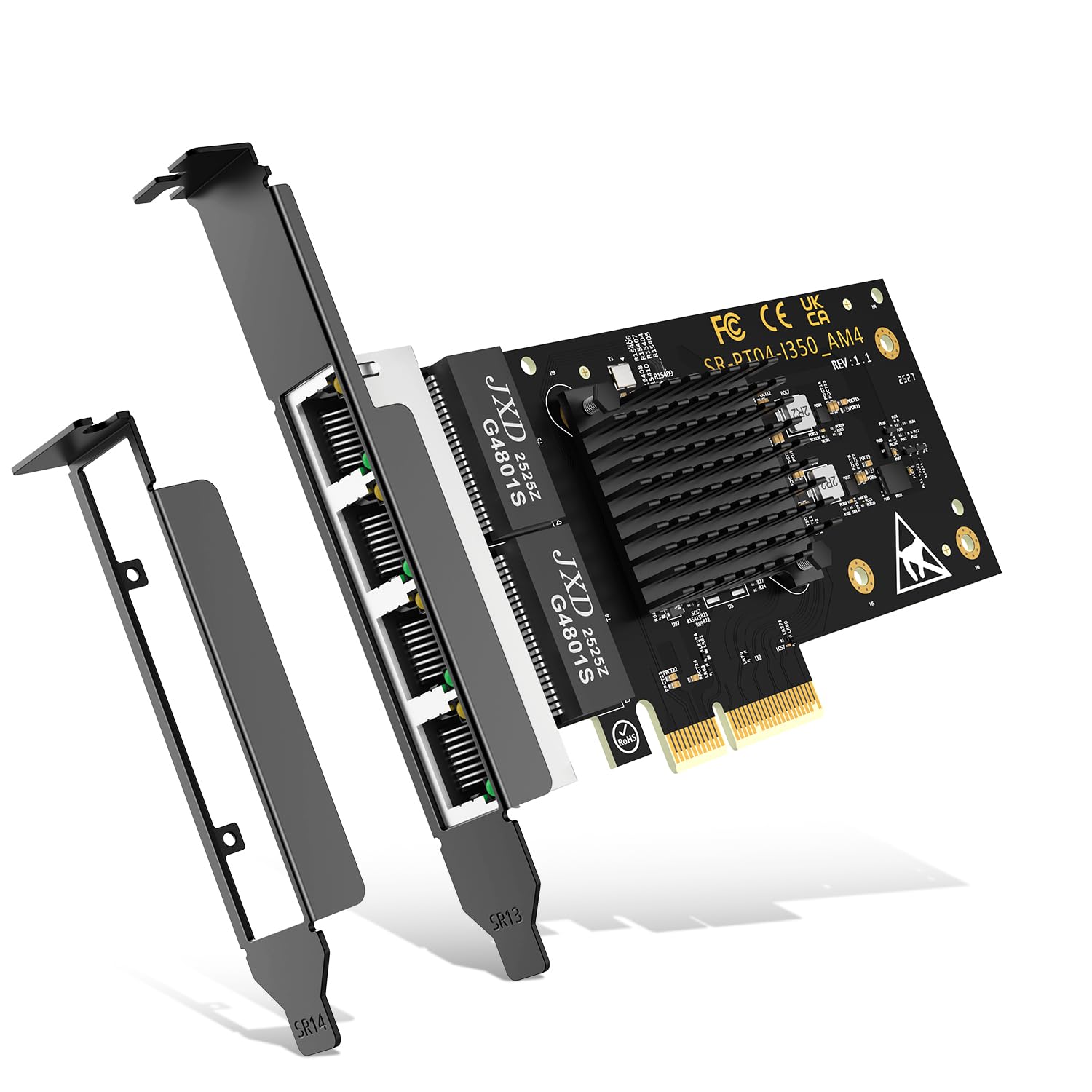 4 Port Gigabit Base-T Network Card, Intel I350 Controller, NICGIGA 4 Port 1G PCIe Ethernet Adapter, 4 x 1Gbe RJ45 Port NIC Card, Windows10/11/Windows