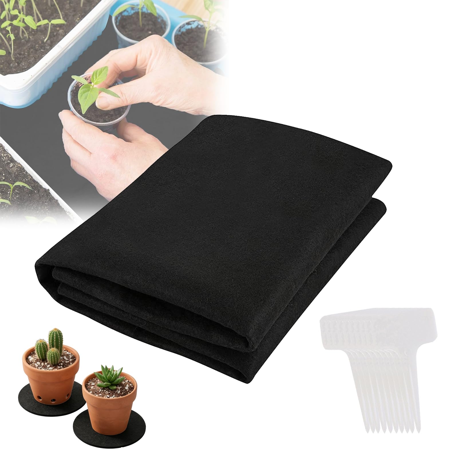 120 x 100CM Garden Capillary Matting, With 10 Tags, Automatic Plant Watering Mat-Felt Fabric Self Watering Plant Retaining Matting for Garden Greenhouses House Pot Plants Seed Trays (100x120CM)