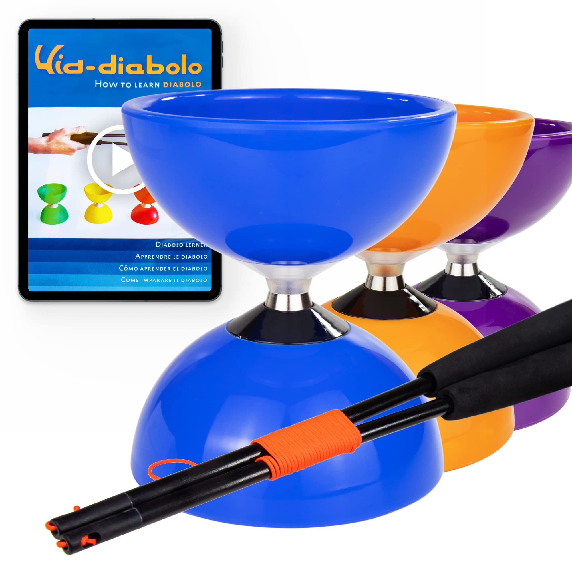 Diabolo LED Con Cuscinetti A Sfera – Set Per Principianti Con Astine, Corda Di Ricambio E Borsa, Luci Colorate