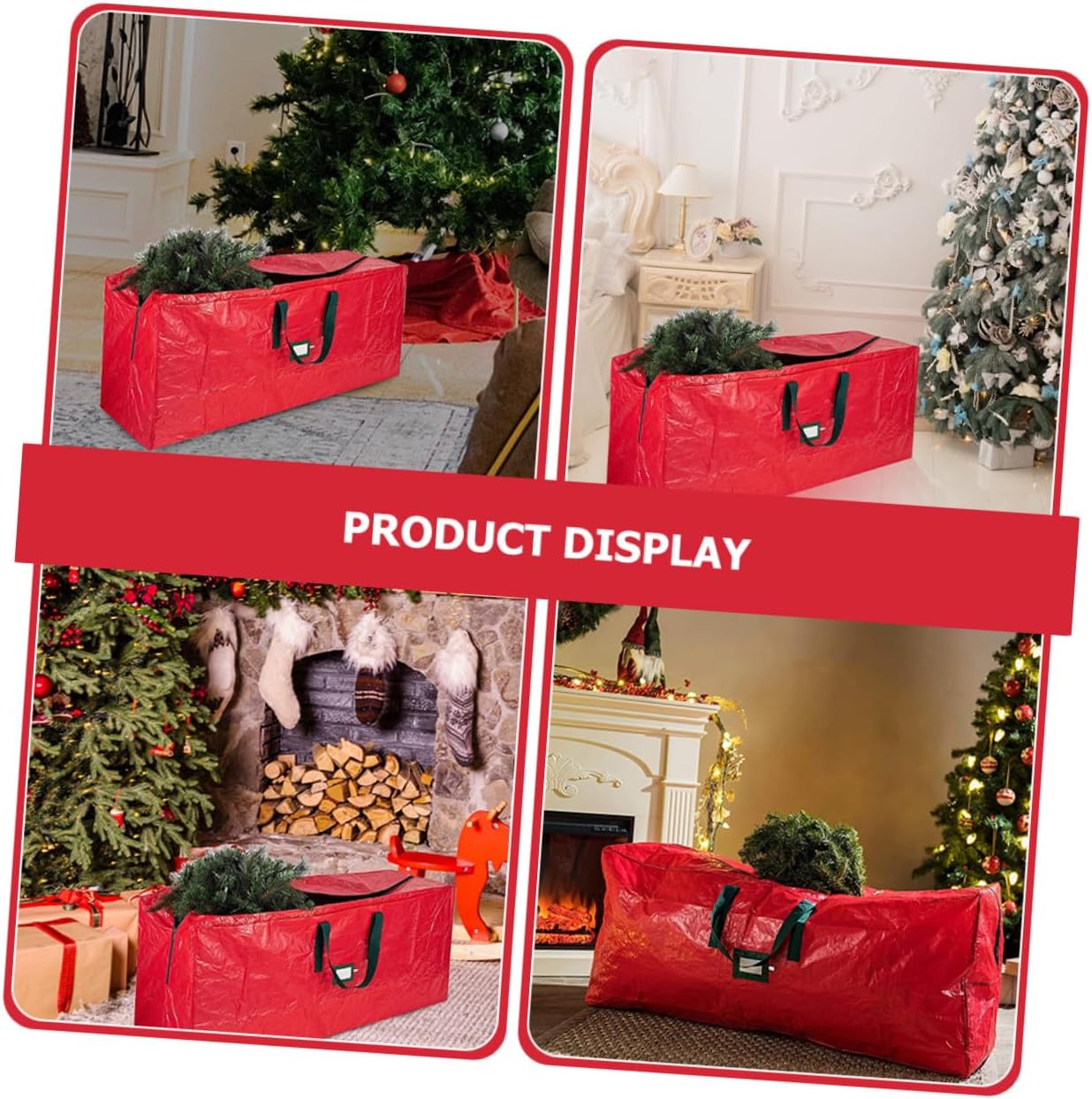 Large Waterproof Christmas Tree Storage Bag with Zipper Red 165x38x76cm Dustproof Holiday Tree Organizer for Home Storage