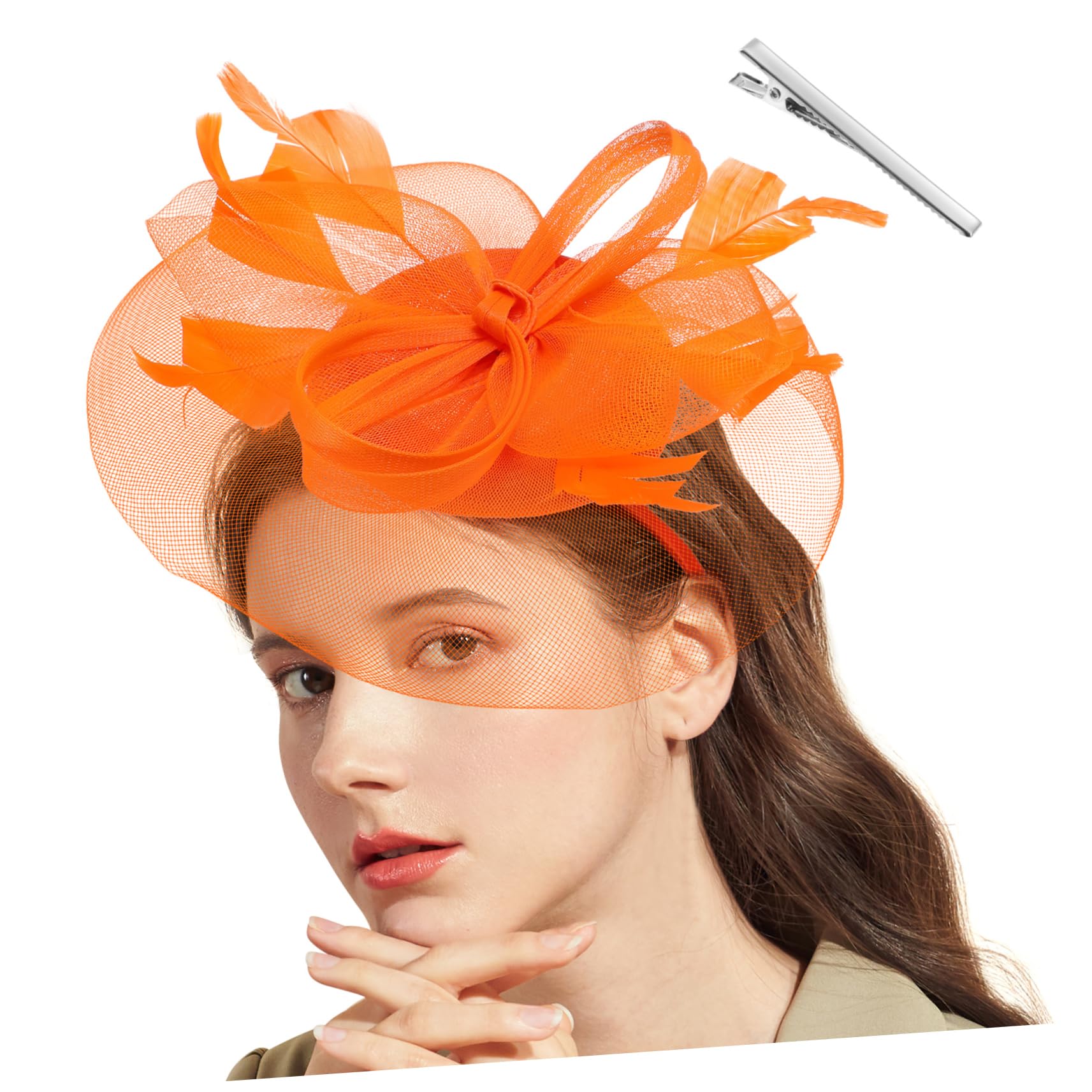 GALPADA 3pezzi Fascinator Elegante per Donne con Fiori Piuma e Rete Cappello da Cerimonia per Matrimoni Tea Party e Banchetti Accessorio Femminile Romantico e Comodo da Indossare