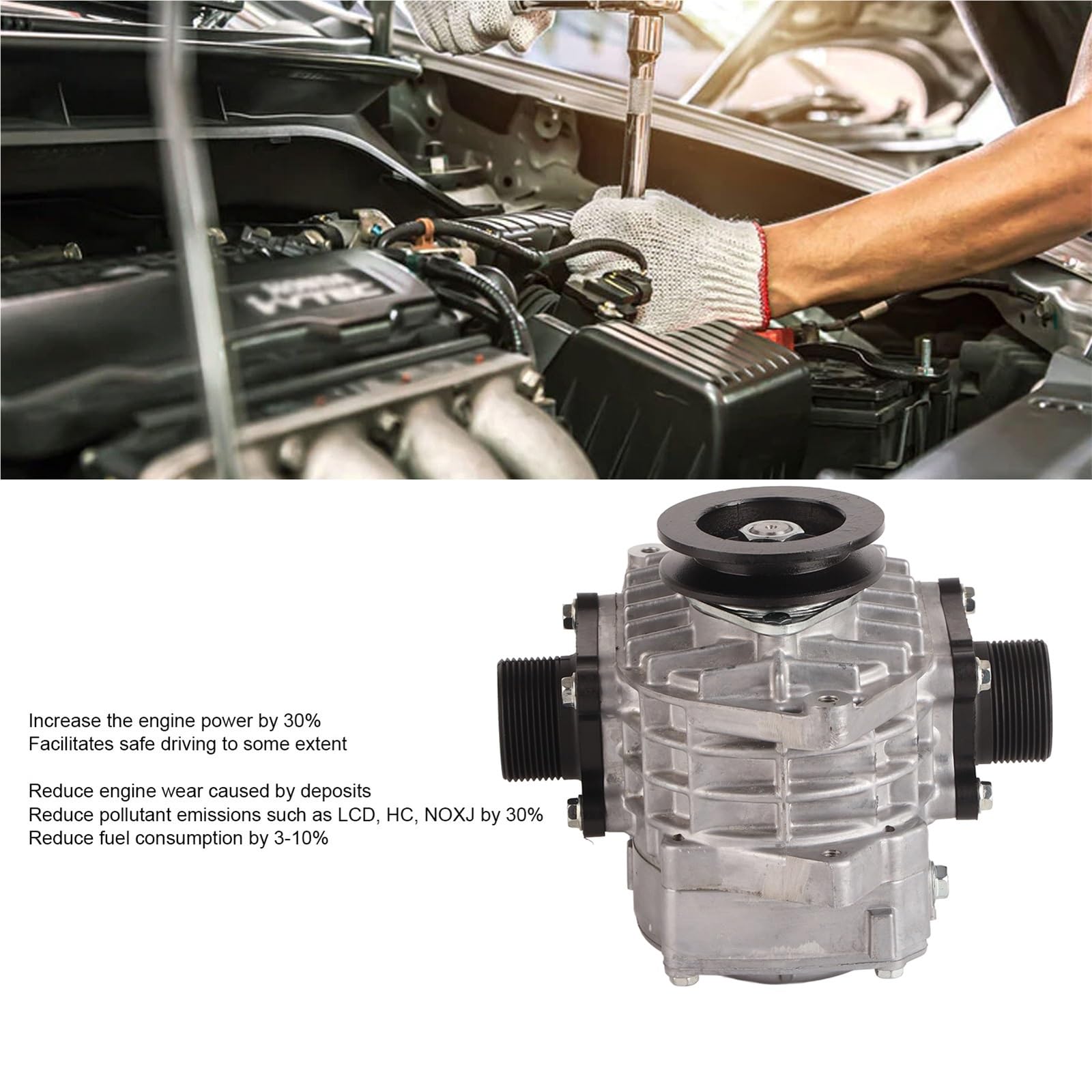 Turbocompresseur Compresseur de suralimentation universel AMR500 LCD HC NOXJ avec réducteur et poulie en V pour cylindrée 2,0 moins Turbo Wastegate